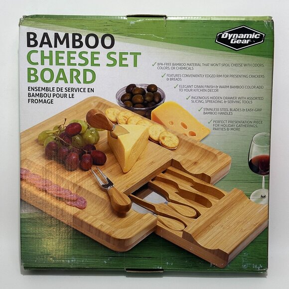 NEW Dynamic Gear Charcuterie Board Set, Bamboo Cheese Board w/ Serving Utensils - Picture 3 of 7